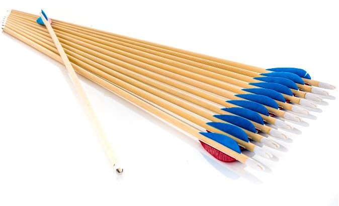 28 X 5/16" Standard Hardwood Arrows With Feather Fletching - Doz