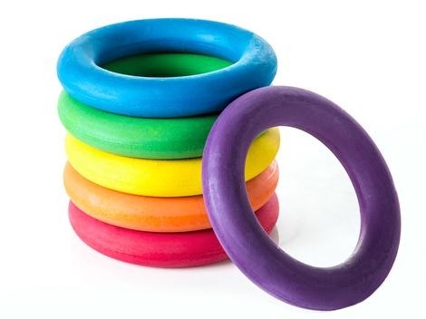 6" Deck Tennis Toss Rubber Rings - 6/Set