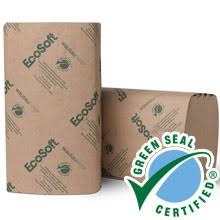 10-1/4 X 9-1/2  EcoSoft, Towel, Single-Fold, Bay West #48890 - 200/Pkg - 20 Pkg/Case - GREEN