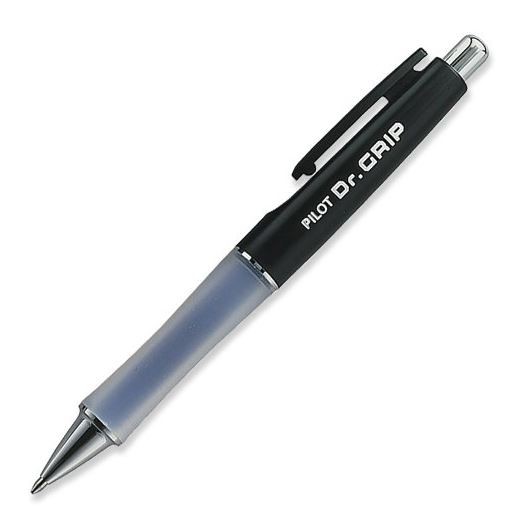 Pilot Dr. Grip Retractable Ballpoint Pen, 1 mm Medium Tip, Black Ink/Barrel - PIL36100