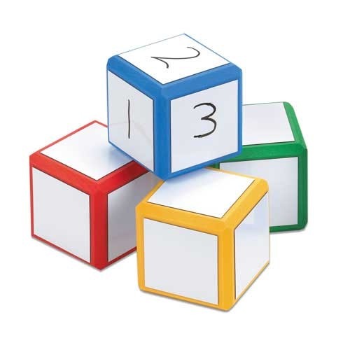 Write-On Wipe-Off Dice Set - Assorted Colors - 4/Set