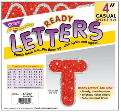 Sparkles Decorative Letter Set, 4", Red - 70/Set