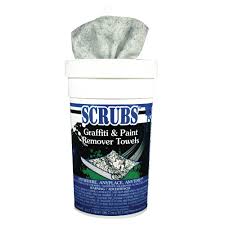 Scrubs Graffiti & Paint Remover Towels, Cloth Wipes - 30 Towels/Tub - 6 Tubs/Case