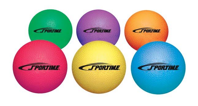 8-1/2" diameter, Sportime Playground Rubber Balls, Assorted Colors, Set of 6