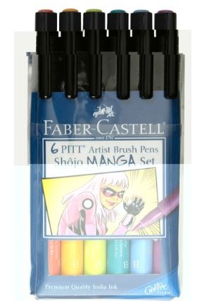 Faber-Castell Pitt Artist Pens, Assorted - 6/Set