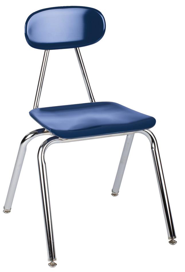 18" Classroom Select Classic 9400 Hard Plastic Stack Chair, Chrome Frame, Various Options