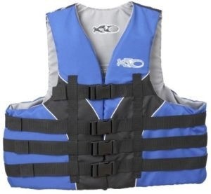 DBX Woman's 4 Buckle Nylon Life Vest, USCG Approved, Black/Blue - Size XS