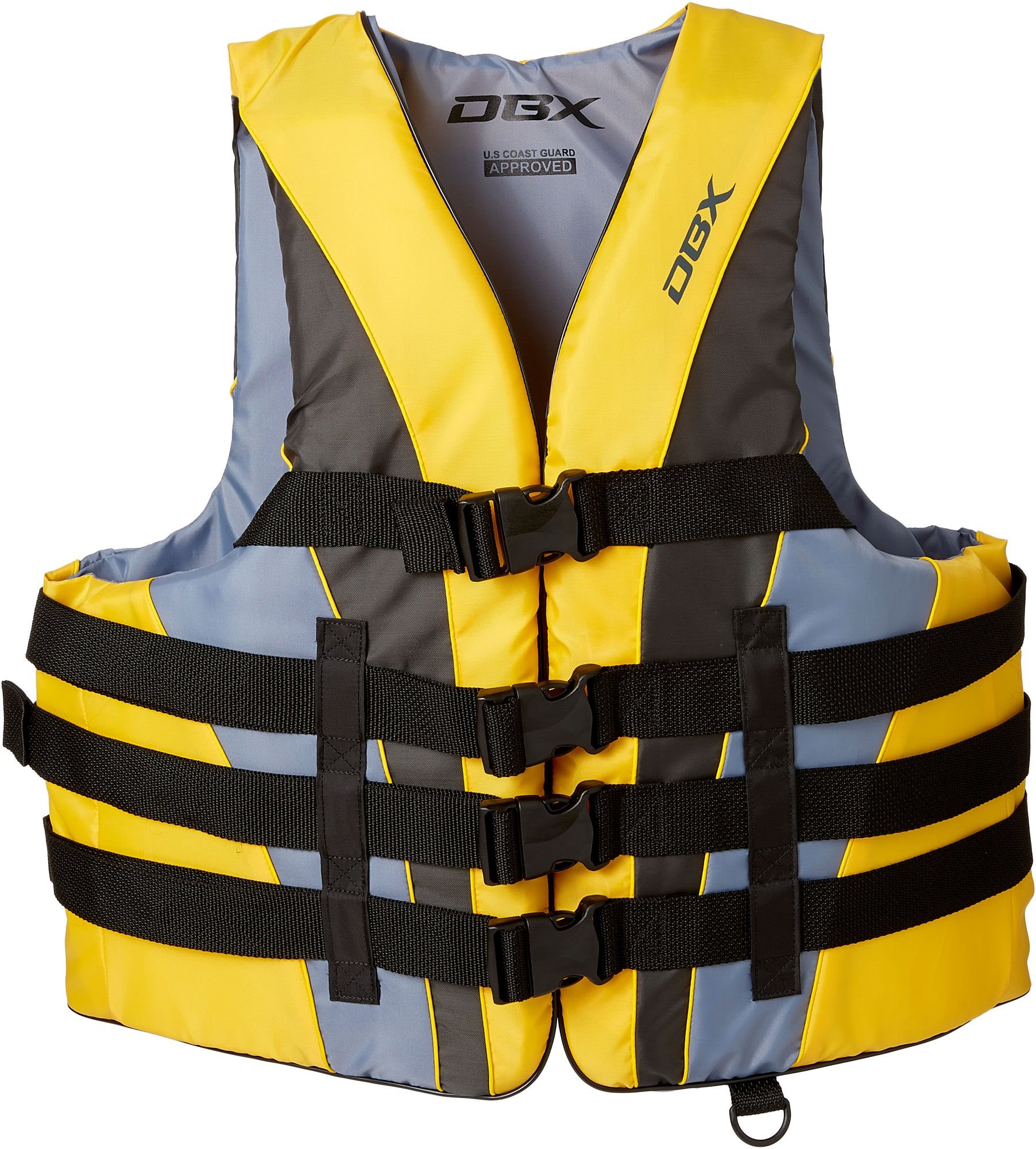 DBX 4 Buckle Nylon Life Vest, USCG Approved, Black/Yellow - Size S/M