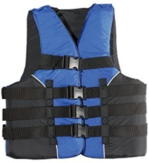 DBX 4 Buckle Nylon Life Vest, USCG Approved, Black/Blue - Size L/XL