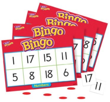 Numbers 1 to 20 Bingo Game Set of 36 Cards, 250 Markers, Calling Card, Storage Box