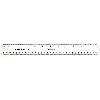 12" C-Thru Shatter Resistant Ruler, English/Metric - 55700-1012