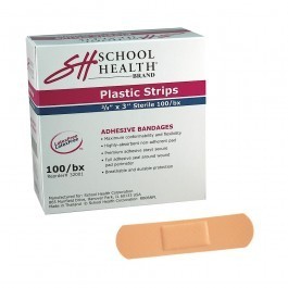 3/4" X 3" School Health Adhesive Bandages, Plastic, 100/Box - 32001