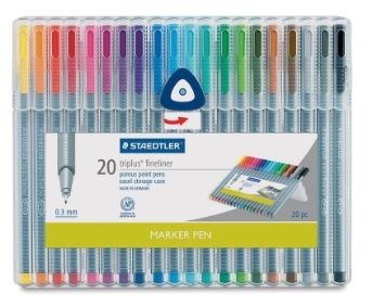 Staedtler Triplus Fineliner Pen, Assorted Color - 20/Set - 21817-0209