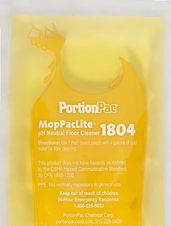 MopPacLite pH Neutral Floor Cleaner, Portion Pac #1804 - Makes 4 gallons 25 Pkg/Box - 6 Boxes/Case