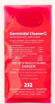Germicidal CleanerQ, Portion Pac #232 - Makes 1 Quart, 25 Pkg/Box - 6 Boxes/Case