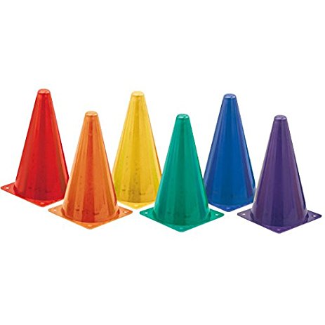 18", Colored Plastic Safety Cones - 6/Set