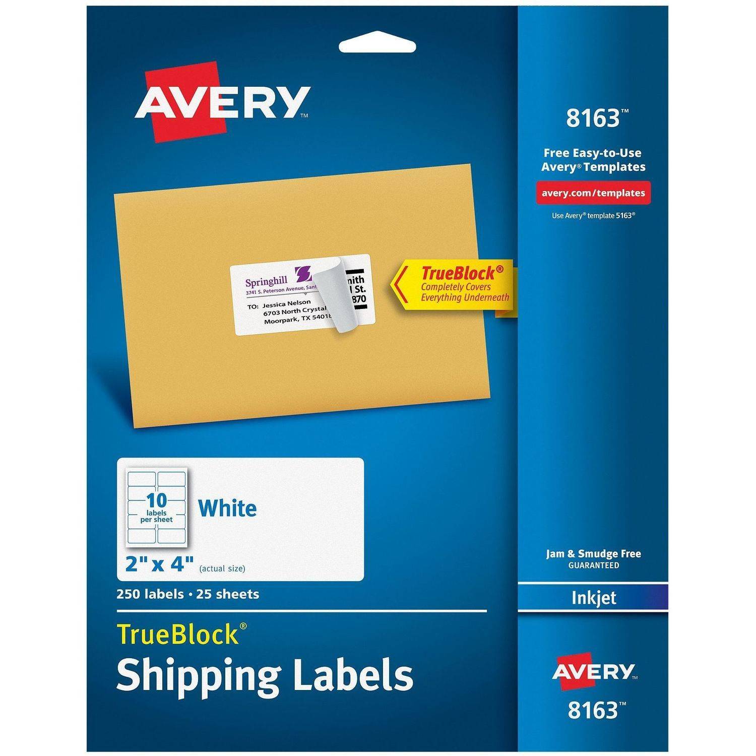 2 X 4, laser Ink Jet Printer Shipping Labels, Avery 5163 - White, 1000/Pkg