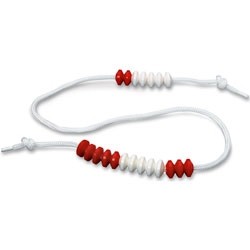 Rekenrek Individual Student Bead Stings, 20 Bead on a string in groups of 5 red beads and 5 white beads. It includes 10 strings - 1498156