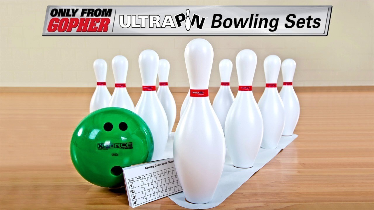 UltraPin Non-Weighted Bowling Pin Basic Set - 10 Pins, Pin Set-Up Template and Score Pad