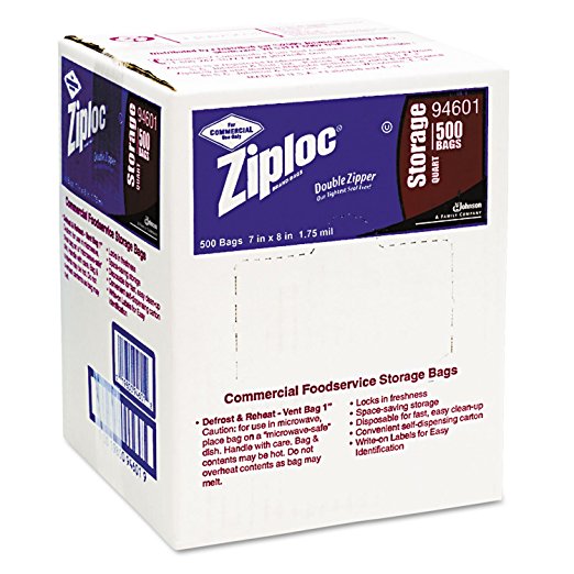 Ziploc Quart Freezer Bags, 500/Box - 21595