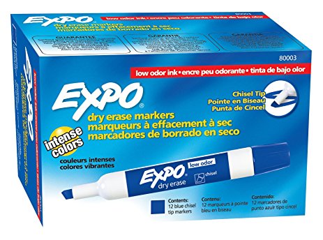 Expo Dry Erase Markers, Chisel Tip, Original - Blue - 12/Pkg