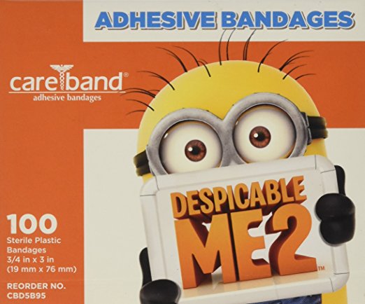 Despicable Me 2, Adhesive Bandages, Assorted Sizes, 3/4" x 3", 100/bx - 32325