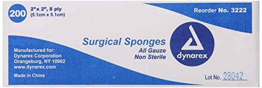 2" X 2" Non-Sterile, Non-Woven Sponges - 200/Box - 27539