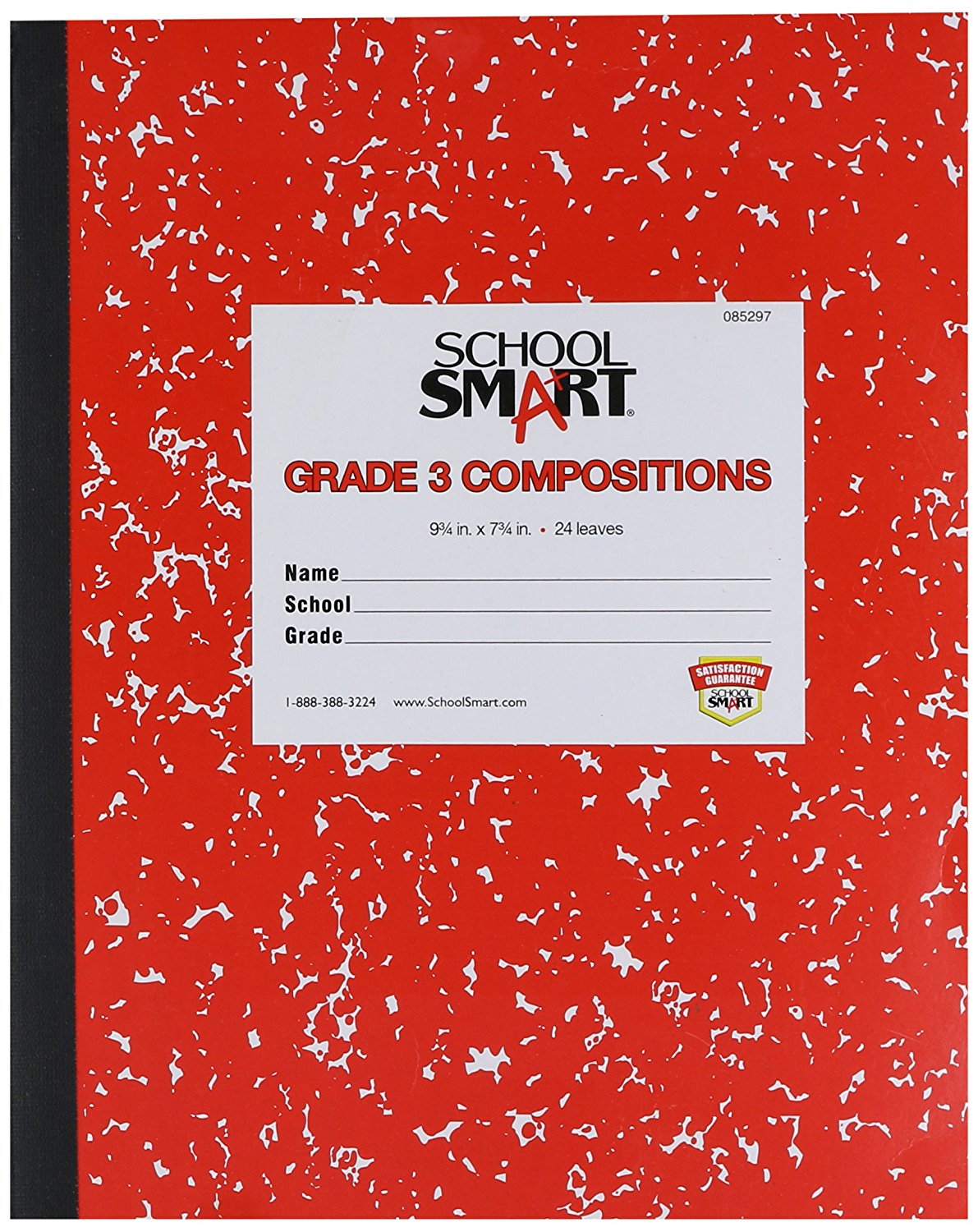 Skip-A-Line Composition Book - Grade 3 -  9.75 X 7.75 - Ruled 3/16 - Red - 50 Sheets