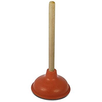 Toilet Plunger, Durable Rubber, 4 in Cup with 8 In. Wooden Handle
