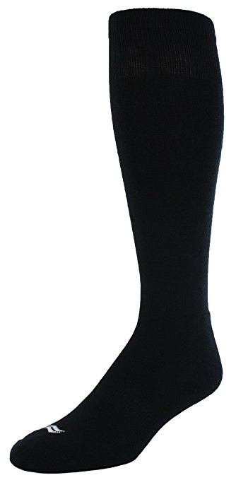 Socks Baseball, Adult, Quality Solid Color Heel And Toe - Black - Pair