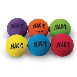 3-1/2" Mac-T Foam Softball Ball, Assorted Colors - 6/Set