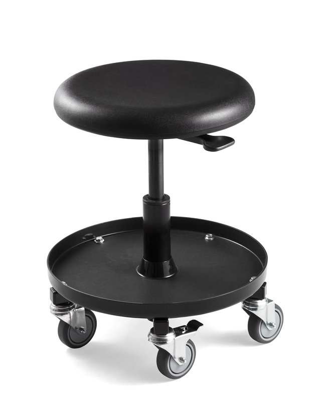 Adjustable Stool with Hard Rubber Wheels Casters - 24148
