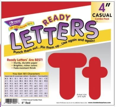 Uppercase/Lowercase Casual Letters 4" - Red - 180/Set
