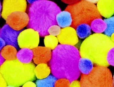 Pom Pons, Chenille, Assorted Sizes, and Hot Colors - 100/Pkg