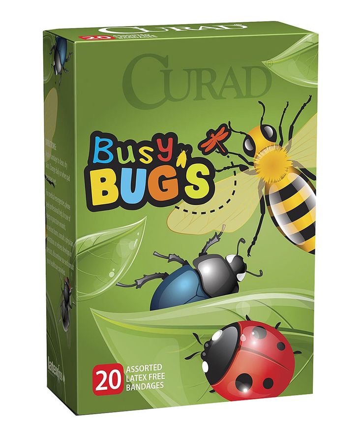 Curad Busy Bugs Adhesive Bandages Variety Pack - Assorted Shapes and Sizes - Not made with Natural Rubber Latex - 20/Pkg - 1006276