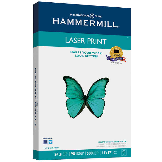 11 X 17 Hammermill Laser Print Paper 24 lbs. 98 Bright - Case