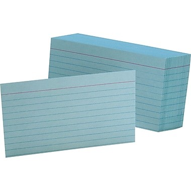 3 X 5 Index Cards, Ruled - Blue -100/Pkg