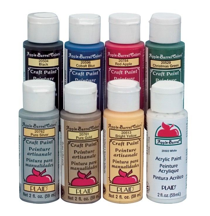 Apple Barrel Non-Toxic Multi-Purpose Acrylic Paint Set, 2 oz Bottle, Assorted Color, Set of 8