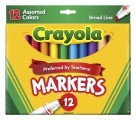 Crayola Original Markers, Conical, Bold Colors - 12/Set - CYO587712