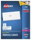 1 X 2-5/8, Avery 5160 Laser Mailing Labels, White - 3000/Pkg