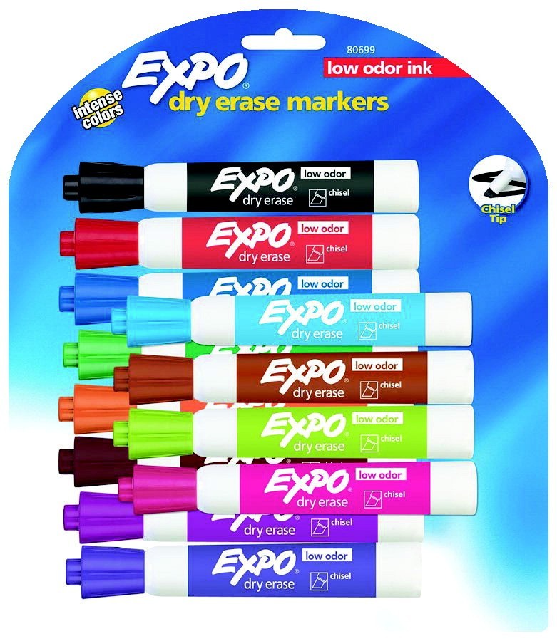 Expo Original Non-Toxic Dry Erase Marker, Chisel Tip, Assorted Color, Pack of 12