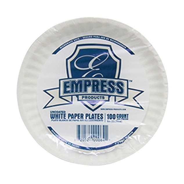 Uncoated Paper Plates 6 In. White - 100/Pkg