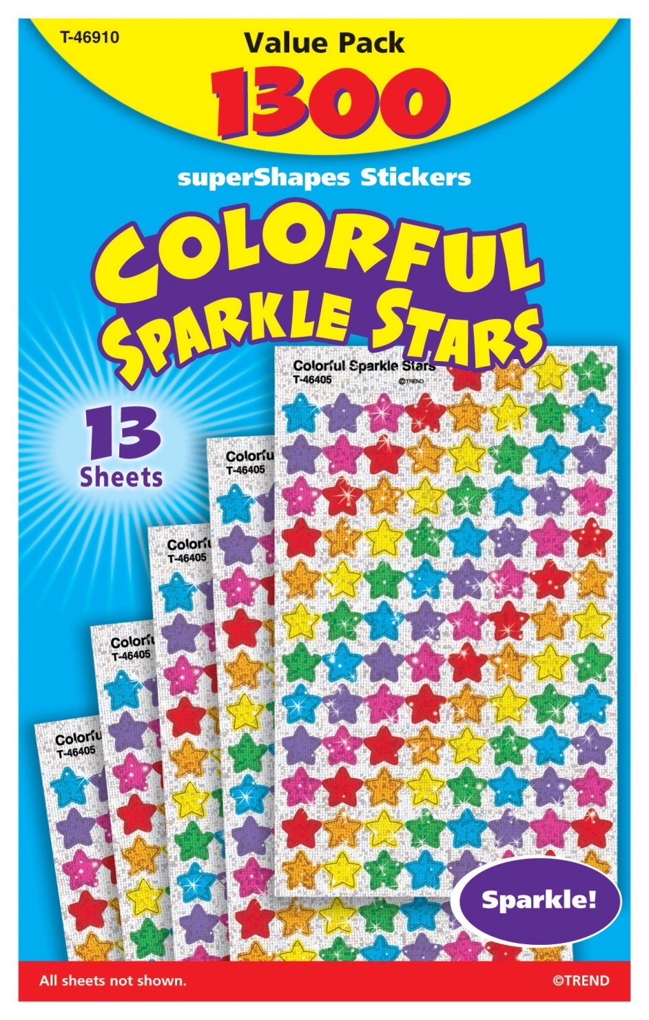 SuperShapes Colorful Sparkle Stars Sticker Set - 1300/Pkg
