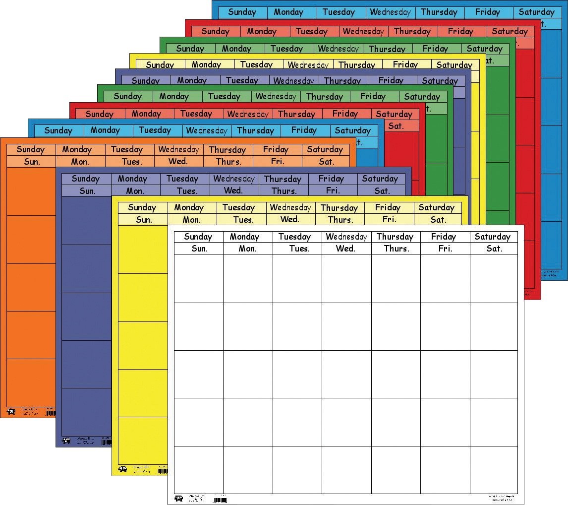 Blank Calendars, 22 X 28 In., Assorted Colors - 12/Pkg