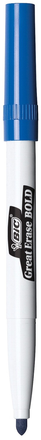 Bic Dry Erase Marker, Great Erase Bold, Fine Tip - Blue, 12/Pkg