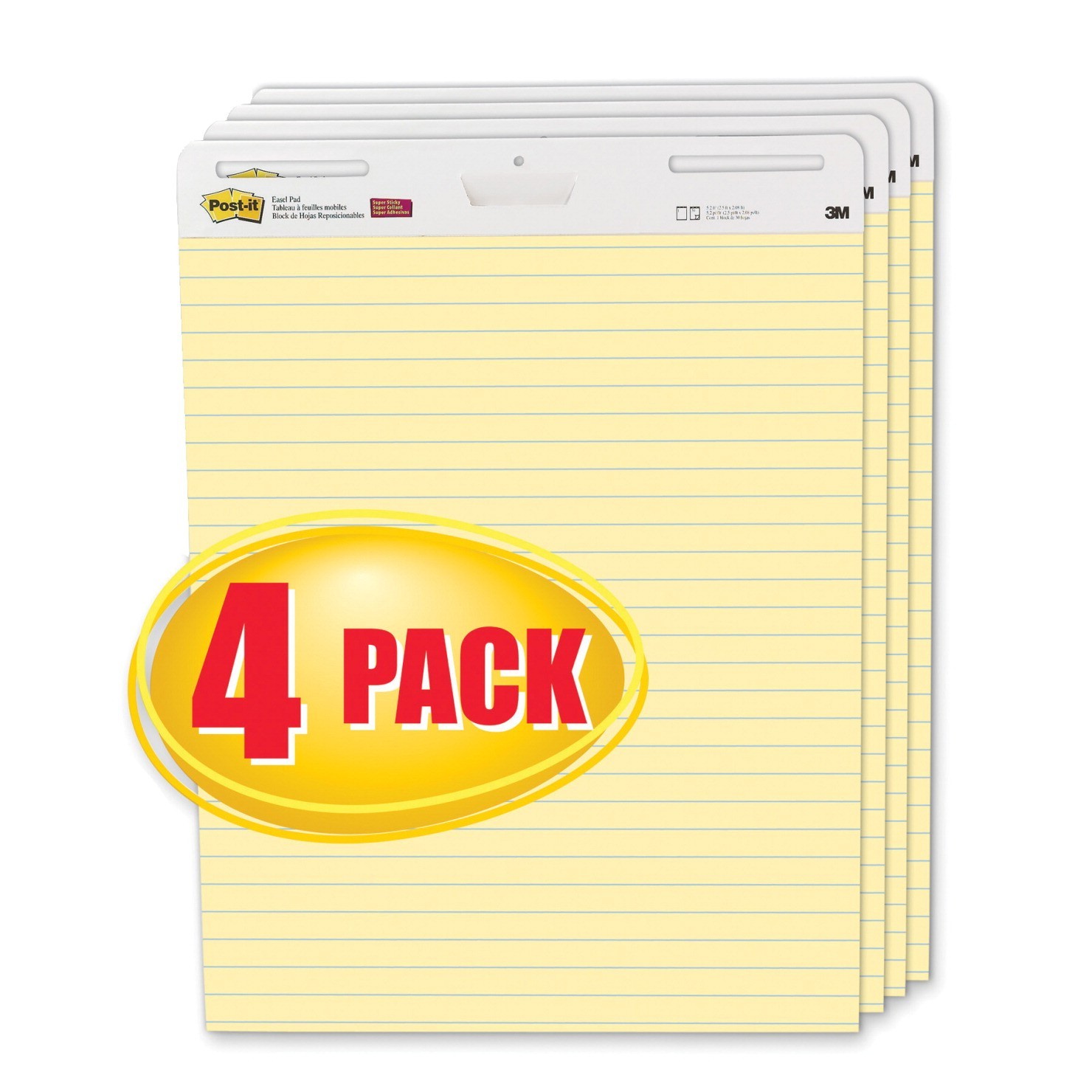 25 X 30 Post-it Lined Easel Pads, 30 Sheets/Pad - 4/Pkg