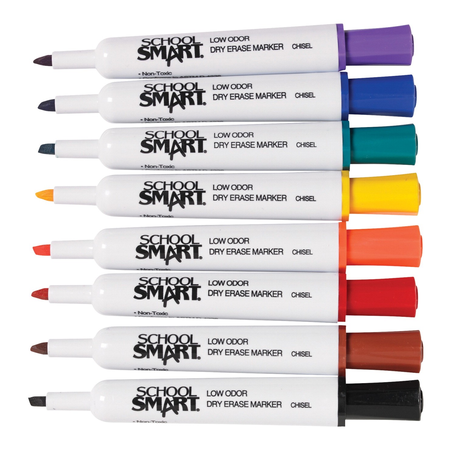 Dry Erase Marker, Chisel Tip, Low Odor - Assorted Colors - 8/Pkg
