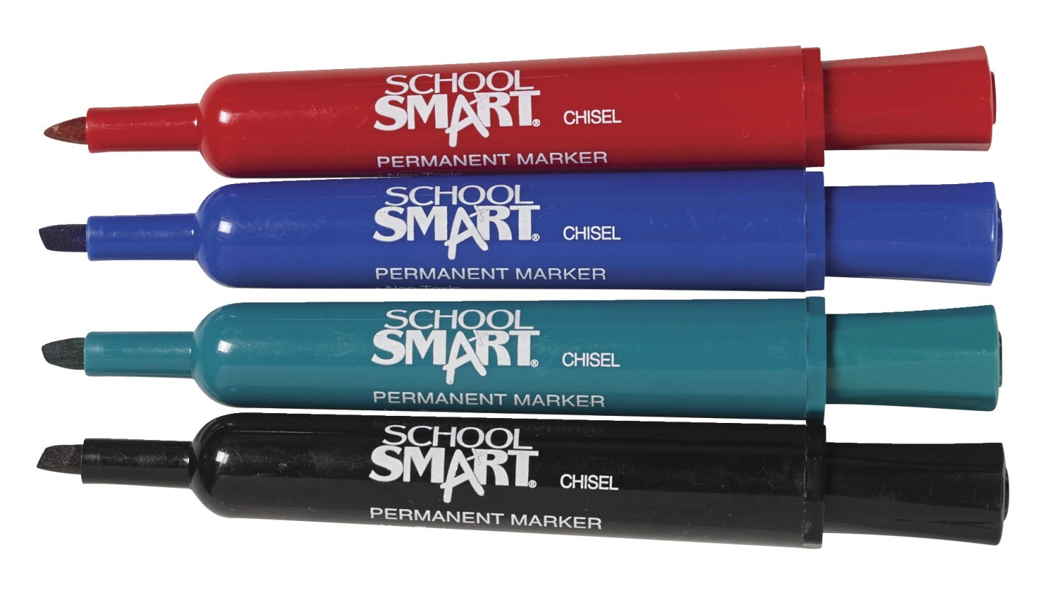 School Smart Non-Toxic Permanent Marker Set, Broad Chisel Tip, Assorted Colors, Set of 20