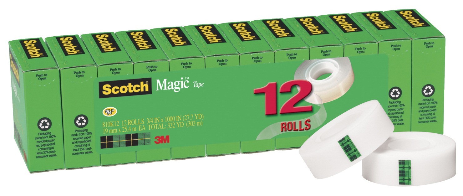 3/4 X 1000" 3M Scotch Magic Tape Refills Value Pack, Matte Clear - 12/Pkg