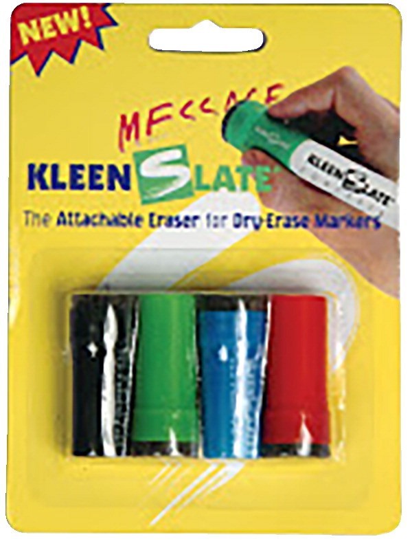 Kleenslate Dry Erase Marker Caps, Small - Assorted Colors - 4/Set